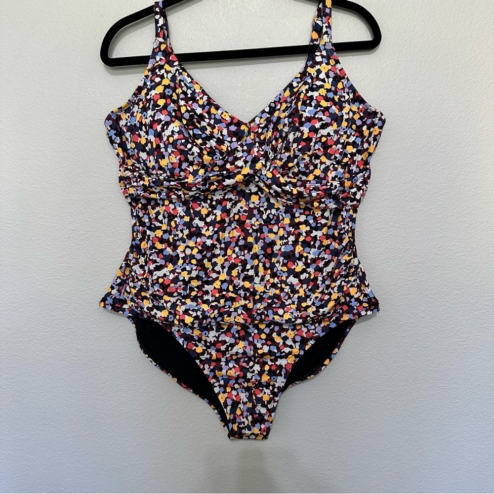 Floral Multi-Color One-Piece Swimsuit with V-Neck
